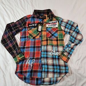 Lee Men's Colorful Plaid Patchwork Shirt